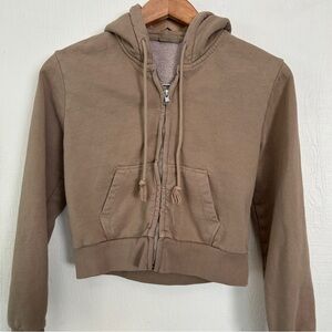 Brandy Melville John Galt Cropped Sweatshirt Zip Up Hoodie